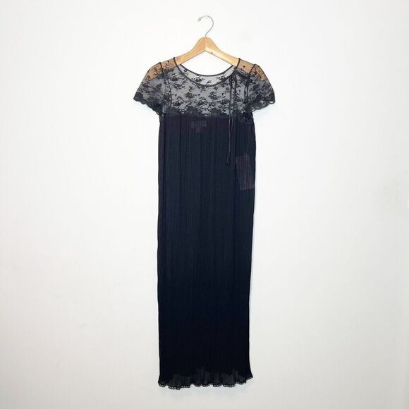 NEW Vintage Small Ralph Montenero Black Satin Night Gown Peignoir Neiman Marcus - Picture 2 of 7